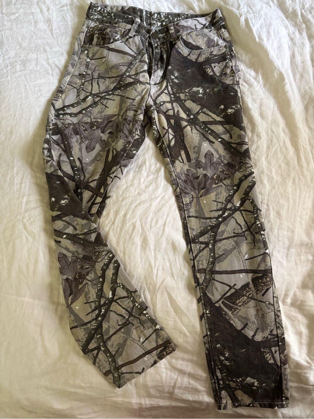 Straight Leg Camouflage Print Pants 100% cotton